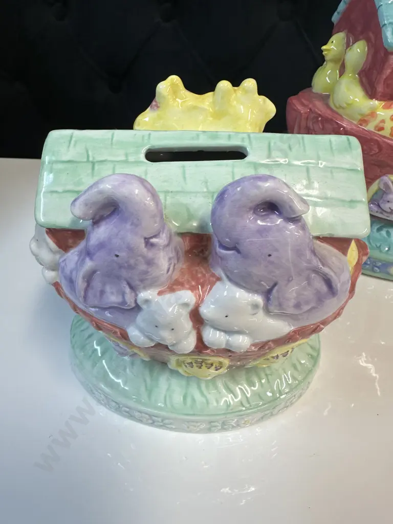 Noahs Ark Childrens Nursery Themed Table Lamp Base & Money Box By CR Gibson Image 1++